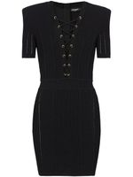 Balmain robe courte lacée à col v - Noir