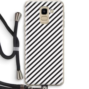 Strepen zwart-wit: Samsung Galaxy J6 (2018) Transparant Hoesje met koord