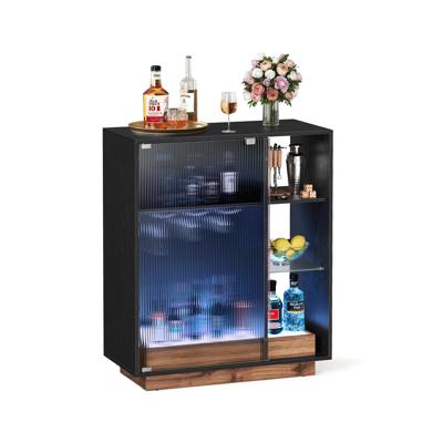 Wijnkast met verlichting en rek voor flessen en glazen