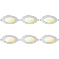 LED Downlight Inbouwspot Dimbaar 6 Stuks - Brinton Thin - 4W 280lm 120° Bundelhoek - Aanpasbare Lichtkleur 3000K-4000K-6500K - IP40 - Rond - Wit - Ø85mm Buitenmaat - Ø70mm Zaagmaat