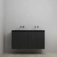 On-Line Onderkast - 120 cm - Voorgemonteerd - Greeploze Ladestructuur - Acryl Wastafel - zonder Kraangat - Mat Zwart