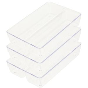 Lade organizer Skuff - 3x - transparant - kunststof - 23 x 15 x 5 cm - modulair - ladeverdeler