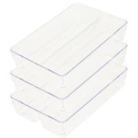 Lade organizer Skuff - 3x - transparant - kunststof - 23 x 15 x 5 cm - modulair - ladeverdeler