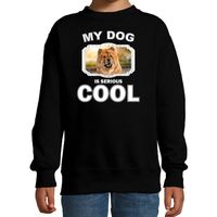 Honden liefhebber trui / sweater Chow chow my dog is serious cool zwart voor kinderen - thumbnail