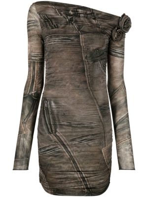 Blumarine robe à imprimé trompe l'oeil - Marron