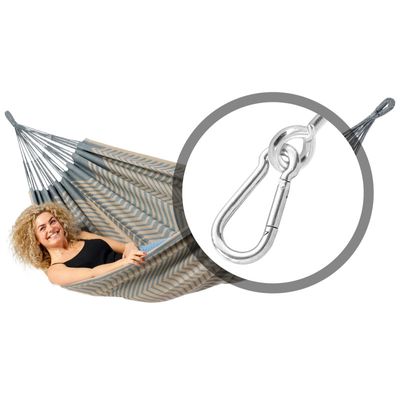 Tweepersoons hangmat met bevestiging - 350x160cm - Bruin - 160kg draagkracht- 100% katoen - binnen & buiten