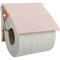 Toiletrolhouder wand/muur - metaal met afdekklepje - lichtroze - thumbnail