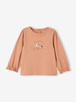 T-shirt blouse met vogelmotief baby's van biokatoen klei - thumbnail