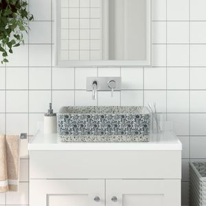 Opzetwasbak rechthoekig 46x35,5x13 cm keramiek grijs en blauw