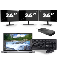 Dell Latitude 5510 - Intel Core i5-10e Generatie - 15 inch - 8GB RAM - 256GB SSD - Windows 11 + 3x 24 inch Monitor