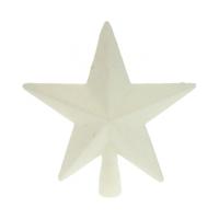 Kerstboom piek - ster - wit - glitters - 19 cm - kunststof kerstpiek - piek