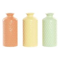 Vaas Home ESPRIT Groen Beige Grijs Terra cotta Dolomite 9 x 9 x 19 cm (3 Stuks)