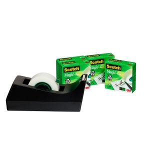 Scotch Plakbandhouder C38 Zwart + 4 rollen Scotch Magic Tape 19 mm x 19 m Scotch Plakbandhouder C38 Zwart + 4 rollen Scotch Magic Tape 19 mm x 19 m
