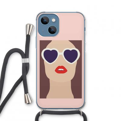 Red lips: iPhone 13 mini Transparant Hoesje met koord