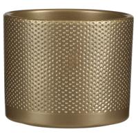 Mica Decorations Bloempot - goud - relief - keramiek - D17,5 x H14,5 cm - plantenpotten binnen