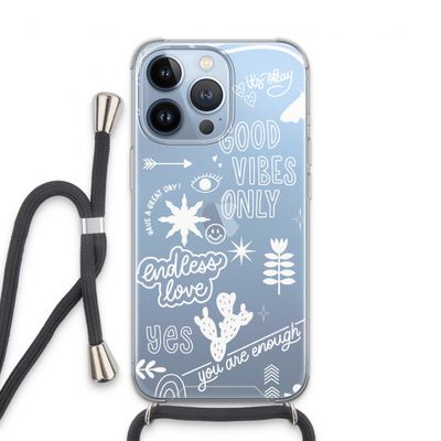 Good vibes: iPhone 13 Pro Transparant Hoesje met koord