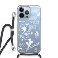 Good vibes: iPhone 13 Pro Transparant Hoesje met koord
