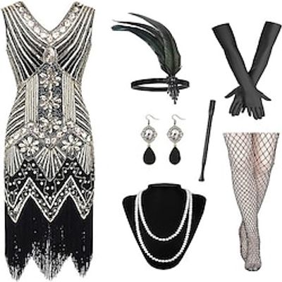 Retro vintage Roaring jaren '20 Jaren 1920 Flapper jurk Cosplay kostuum Outfits Jaren '20 flapper hoofdband The Great Gatsby Dames Pailletten Kwastje Cosplay Kostuum Kerstmis Halloween Feest / Uitgaan miniinthebox