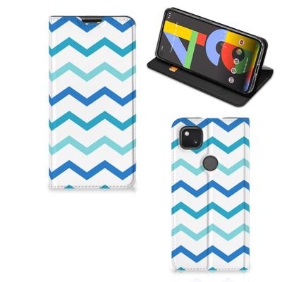 Google Pixel 4a | Hoesje met Magneet | Zigzag Blauw