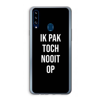 Ik pak nooit op - Zwart: Samsung Galaxy A20s Transparant Hoesje