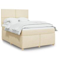 Boxspring met matras stof crèmekleurig 140x200 cm