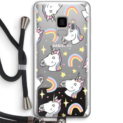Rainbow Unicorn: Samsung Galaxy S9 Transparant Hoesje met koord