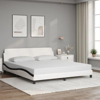 Bedframe met hoofdbord kunstleer wit en zwart 180x200 cm
