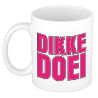 Afscheid cadeau mok collega - dikke doei - roze - 300 ml - keramiek