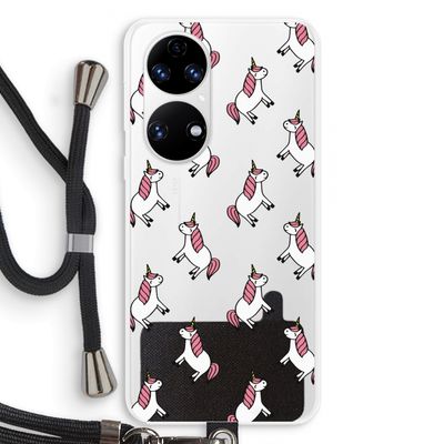 Eenhoorns overal: Huawei P50 Transparant Hoesje met koord