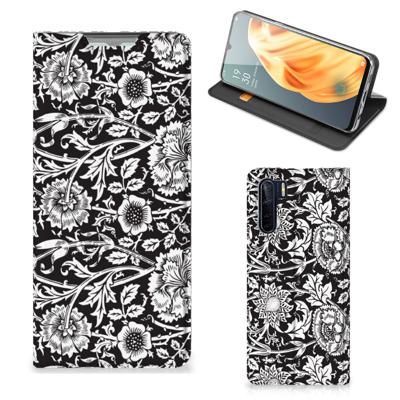 OPPO Reno3 | A91 Smart Cover Black Flowers OPPO Reno3 | A91 Smart Cover Black Flowers