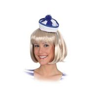 Mini matrozen/zeeman hoedje - 2x stuks - blauw/wit - op haarband - Carnaval verkleed accessoires