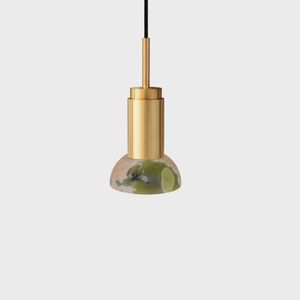 Anour Donya Onyx Moon Hanglamp - Gemixte kap - Goud PVD