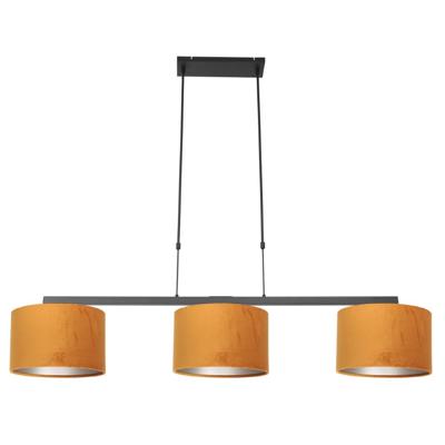 Steinhauer Zwarte hanglampStang met gouden velours kappen - 3460ZW