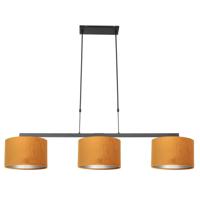 Steinhauer Zwarte hanglampStang met gouden velours kappen - 3460ZW