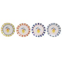 Eetbord Home ESPRIT Geel Blauw Wit Oranje Keramiek Citroen Mediterrane (4 Stuks)