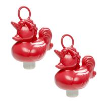 Duckiez eenhoorn badeendje badspeelgoed - 6x - rood - 12 x 6 cm - Met oogje voor het hengelspel