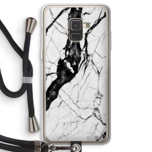 Witte marmer 2: Samsung Galaxy A8 (2018) Transparant Hoesje met koord