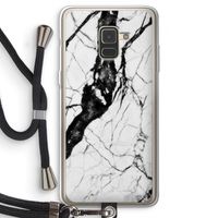 Witte marmer 2: Samsung Galaxy A8 (2018) Transparant Hoesje met koord