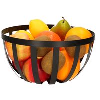 Metalen fruitmand/fruitschaal zwart rond 25 cm
