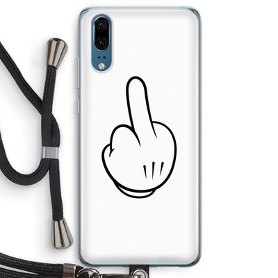Middle finger white: Huawei P20 Transparant Hoesje met koord