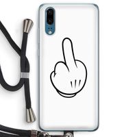 Middle finger white: Huawei P20 Transparant Hoesje met koord