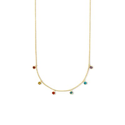 Ketting Fantasie zilver-zirconia goudkleurig-meerkleurig 1,4 mm 42 + 3 cm