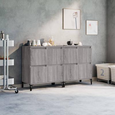 Dressoirs 2 st 60x35x70 cm bewerkt hout grijs sonoma eikenkleur
