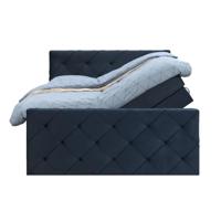 Leen Bakker - Boxspring Met Opbergruimte En Voetbord Liv Geruit - 160x200cm - Stof/Velvet - Blauw