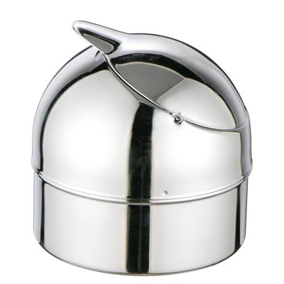 Klep asbak - zilver - metaal - 9 cm - terrasasbak - stormasbak