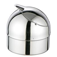 Klep asbak - zilver - metaal - 9 cm - terrasasbak - stormasbak