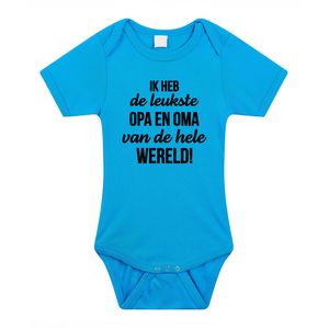 Leukste opa en oma cadeau baby rompertje blauw jongens 92 (18-24 maanden)  -