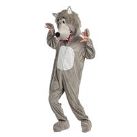 Wolven dierenpak kostuum van pluche - volwassenen - one size - mascotte outfit