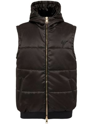 Giuseppe Zanotti gilet matelassé à logo brodé - Noir