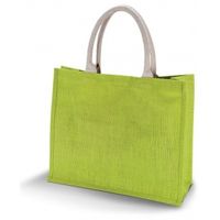 Jute lime groene shopper/boodschappen tas 42 cm - thumbnail